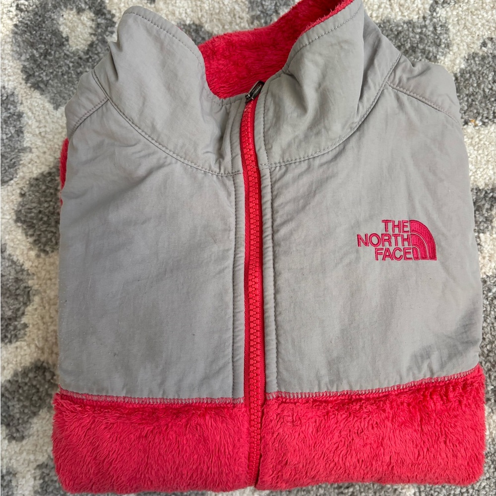 The North Face Kids Red and Gray Fleece- good used condition. Lots of life left!